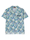 MISSONI SHORT- SLEEVED SHIRT WITH BLUE CHEVRON PATTERN