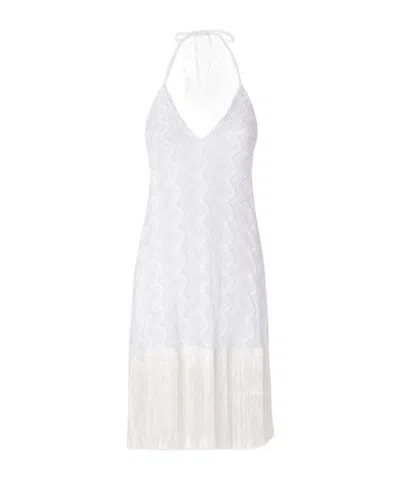 Missoni Short Blouse Dress In Sfj Wht Silver Lame