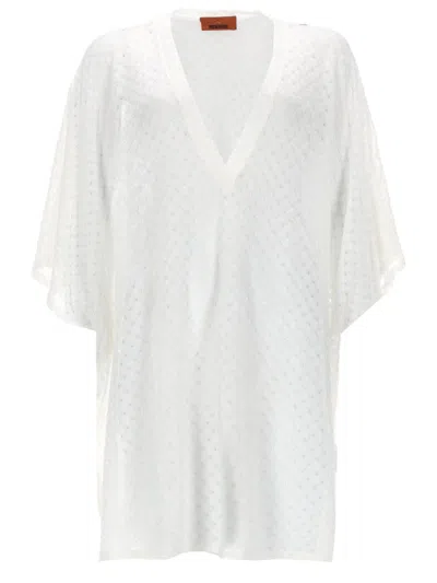 Missoni Beachwear Dress Relaxed Fit Sheer Fabric In White