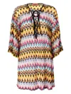 Missoni Multicolor Dress With Zig Zag Motif And Laces On The Front