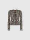 Missoni Short Crew Neck Cardigan In Smooth Flame Knit In Multi