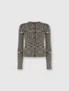 Missoni Short Crew Neck Cardigan In Smooth Flame Knit In Multi