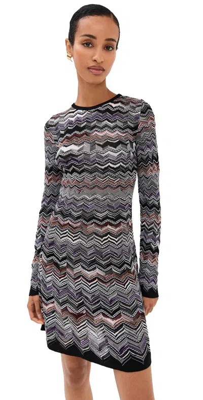 Missoni Short Dress Dark Tones In Black