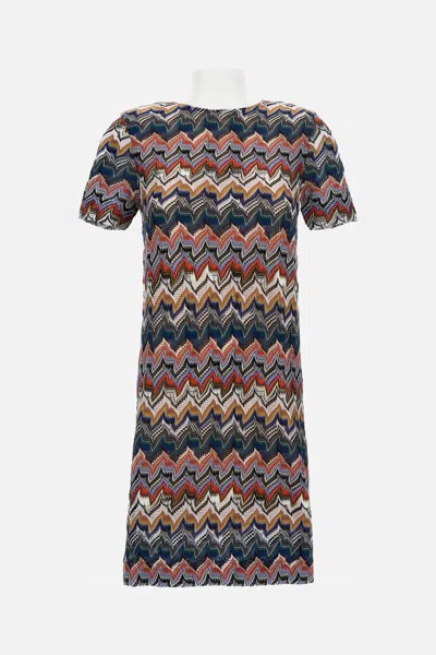Missoni Short Dress With Half Sleeves In Embroidered Lace In Multi