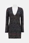 Missoni Fitted Mini Dress With Multicolored Zigzag In Black