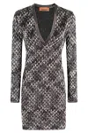 Missoni V-neck Patterned Midi Dress In Multi