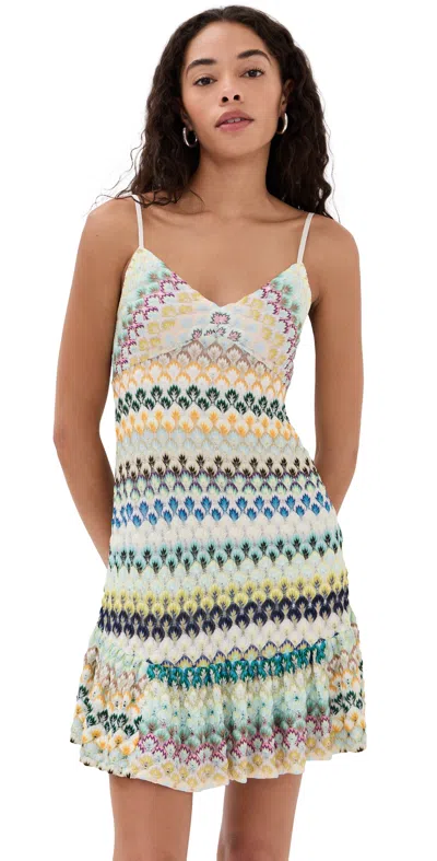 MISSONI SHORT DRESS MULTI BLUE/BROWN/YELLOW