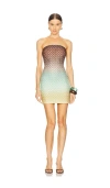 Missoni Multicolor Off-shoulder Mini Dress With All-over Lamé Motif In Multi Brown  Green & Light Blue