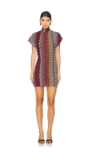 Missoni Crochet-knit Turtleneck Mini Dress In Pink