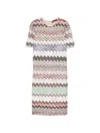 Missoni Zigzag Textured Dress Knee Length Sleeves In Multi