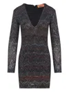 Missoni Zigzag Sequined Dress With Deep V-neckline In Black