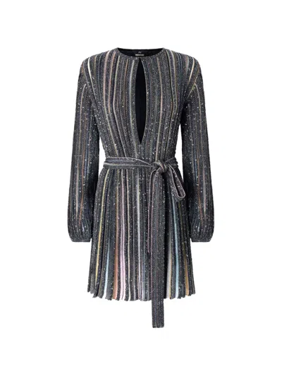 Missoni Short Dress With V-neck And Belt In Grey