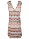 Missoni Short Dress With Zigzag Pattern In Orange In Multi
