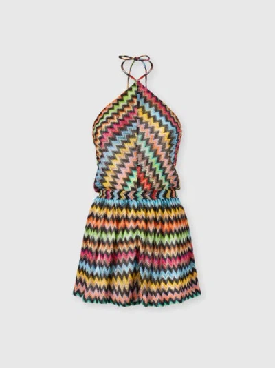 Missoni Zigzag-knit Halterneck Playsuit In Multi