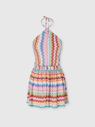 Missoni Short Jumpsuit In Lame Viscose With Pixel-effect Zigzag Pattern In Multi