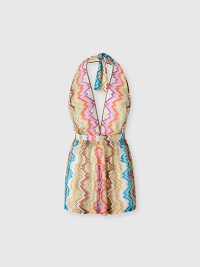 Missoni Short Jumpsuit With Printed Motif And Contrast Trims In Multi
