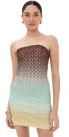 Missoni Multicolor Off-shoulder Mini Dress With All-over Lamé Motif In Multi Brown/green/light Blue