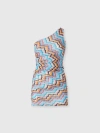 Missoni Short One-shoulder Cover-up With Zig Zag Pattern In Multicoloured