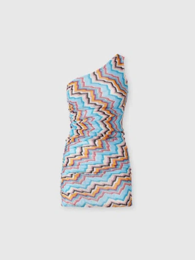 MISSONI MISSONI SHORT ONE-SHOULDER COVER-UP WITH ZIG ZAG PATTERN