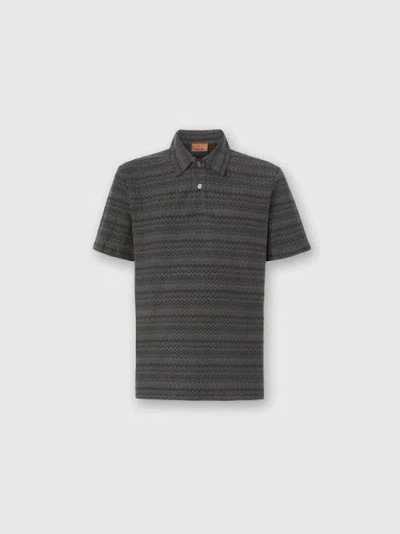 MISSONI MISSONI SHORT SLEEVE COTTON POLO WITH ZIGZAG PATTERN