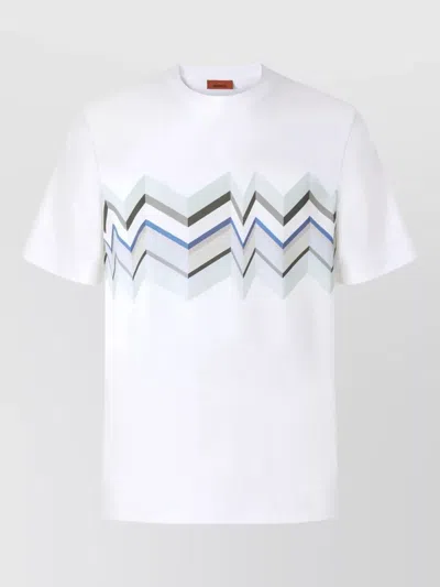 Missoni Short Sleeve Crew Neck Chevron T-shirt In White