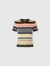 Missoni Short Sleeve Crew Neck Sweater With Chevron Pattern In Multi