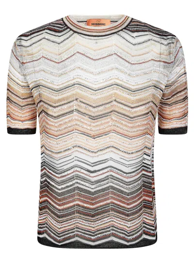 Missoni Short Sleeve Crew Neck T-shirt For Women In Multi
