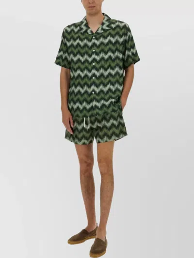 Missoni Short Sleeve Patterned Shirt In Green