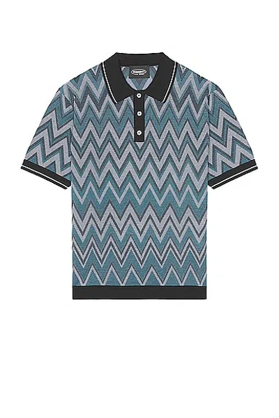 Missoni Short Sleeve Polo In Black & White