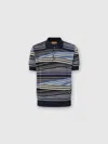 Missoni Short Sleeve Polo With Buttons And Striped Zigzag Pattern In Multi