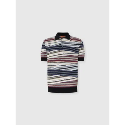 MISSONI MISSONI SHORT SLEEVE POLO WITH BUTTONS AND STRIPED ZIGZAG PATTERN