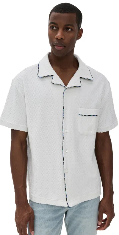 Missoni Bowlingshirt Aus Zick-zack-baumwollfrottee Mit Kontrastierenden Profilen In White