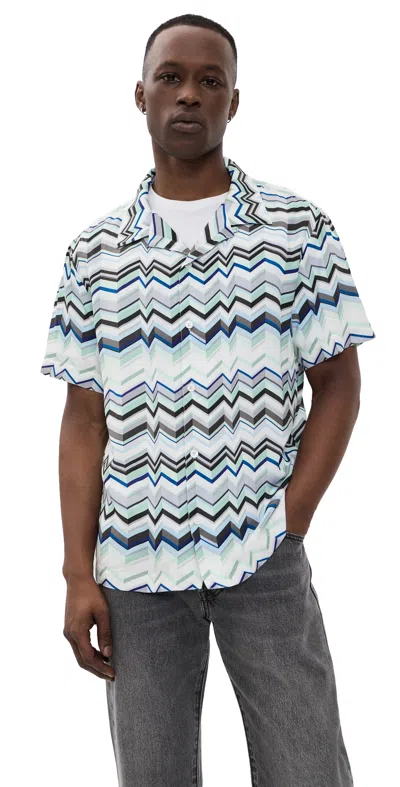 Missoni Short Sleeve Shirt Light Blue Tones In Multi