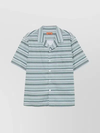 Missoni Short Sleeve Shirt Zigzag Pattern In Green