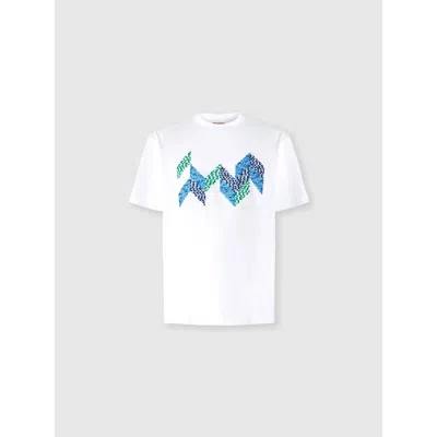 MISSONI MISSONI SHORT SLEEVE T-SHIRT WITH FLAME ZIGZAG INSERT AND LOGO