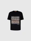 Missoni Short Sleeve T-shirt With Knit Insert And Logo In Black