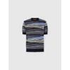 Missoni Short Sleeve T-shirt With Striped Micro Zigzag In Blue