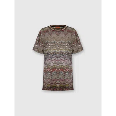 MISSONI MISSONI SHORT SLEEVE T-SHIRT WITH ZIGZAG AND SEQUINS