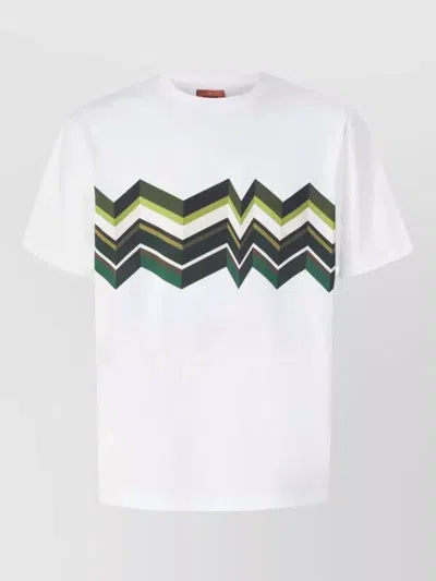 Missoni Short Sleeve T Shirt Zigzag Pattern In White
