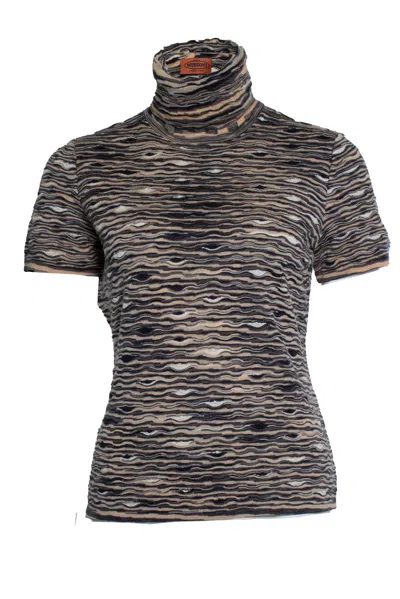 Missoni , Short Sleeve Turtle Neck In Brown