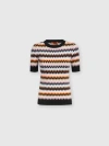 Missoni Short-sleeved Crewneck Pullover In Zigzag Wool In Multicoloured