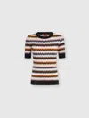 Missoni Short-sleeved Crewneck Pullover In Zigzag Wool In Multicoloured
