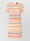 Missoni Metallic Chevron Short-sleeve Mini Dress In Pink