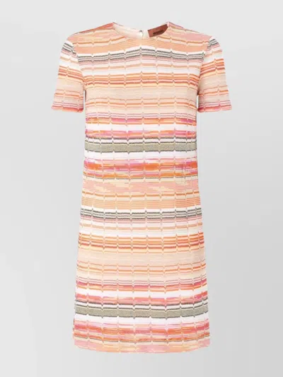 MISSONI SHORT-SLEEVED MINI DRESS IN GREEK ZIG ZAG LAMÉ