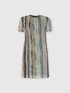 Missoni Kurzärmeliges Minikleid Aus Gestreifter Lamé-viskose In Slub In Multicoloured