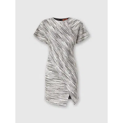 MISSONI MISSONI SHORT-SLEEVED MINI-DRESS WITH GREEK LAMÉ MOTIF AND SLIT