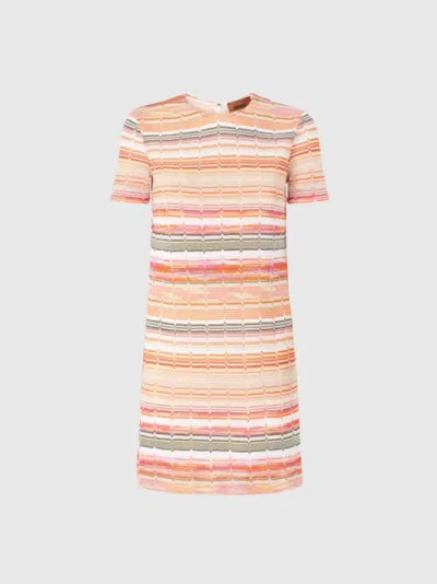 MISSONI MISSONI SHORT-SLEEVED MINI-DRESS WITH GREEK ZIG ZAG LAMÉ