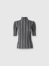 Missoni Sequin Stripe Turtleneck Short Sleeve Sweater In Black,white