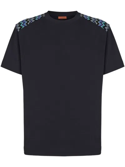 Missoni Chevron Insert Crewneck T-shirt In Black