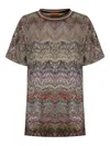Missoni Short Sleeve T-shirt With Zigzag And Sequins In Multi
